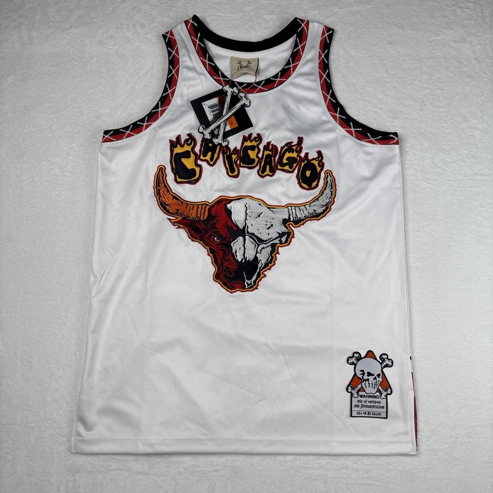 Brand X Chicago Bulls Flames Jersey Medium #23 Michael Jordan Fire White